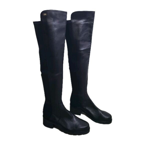 STUART WEITZMAN BOOTS 5050 ALINA CITY Over THE Knee Leather Black size 8.5 NEW - Picture 5 of 12